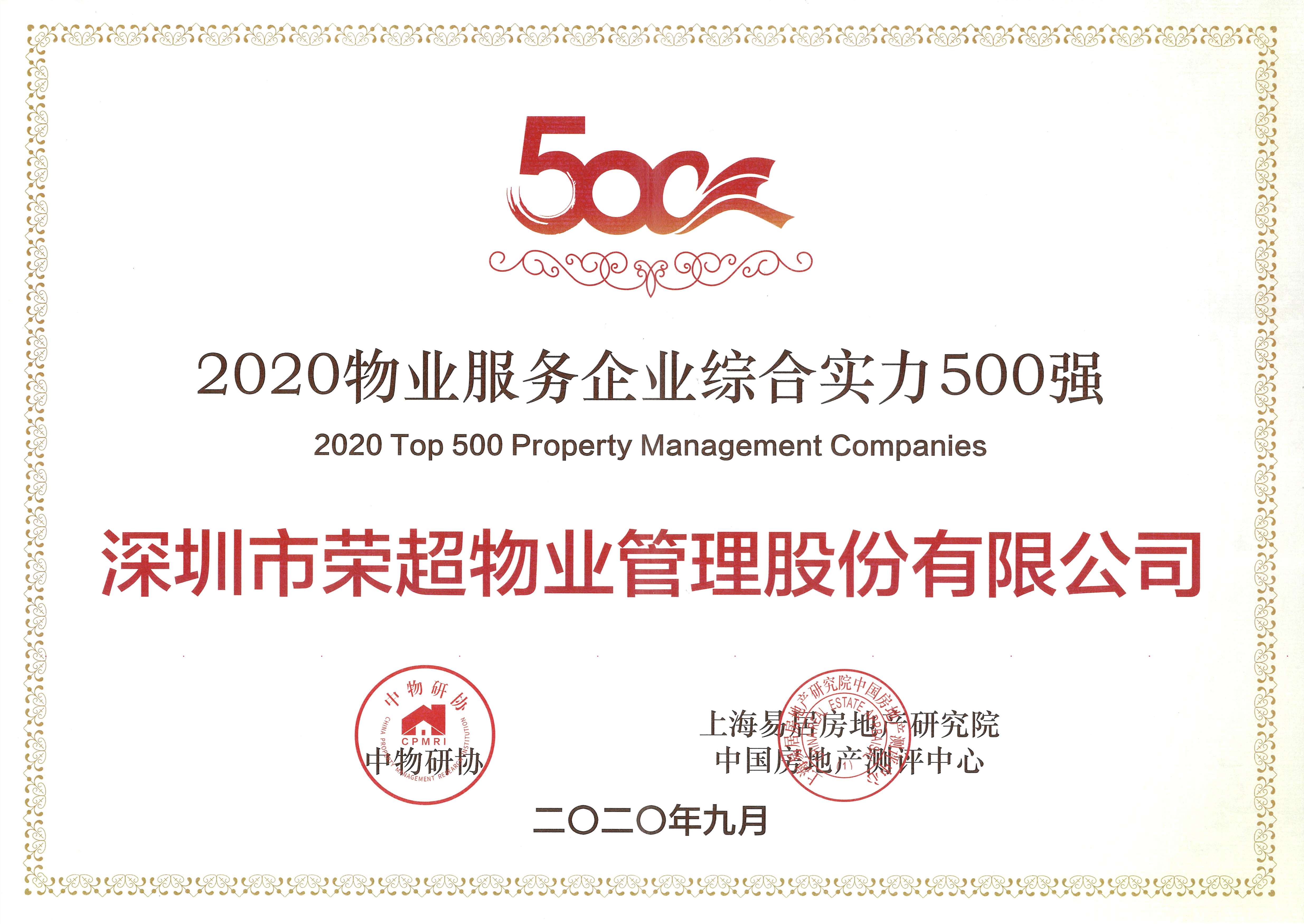 2020物业服务企业综合实力500强
